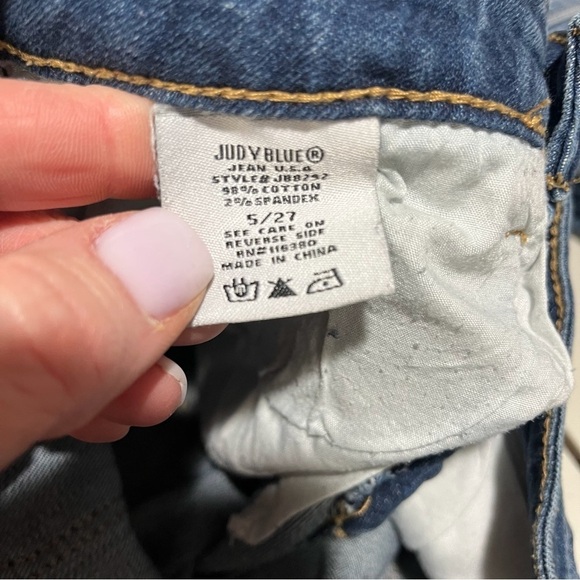 Judy Blue Skinny Fit Jeans Distressed Mid Rise Dark Wash Size 27 - Picture 6 of 6